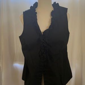 Black, sleeveless ruffle top